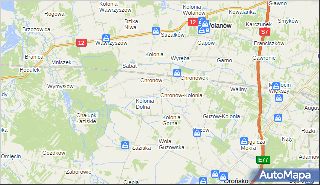 mapa Chronów-Kolonia, Chronów-Kolonia na mapie Targeo