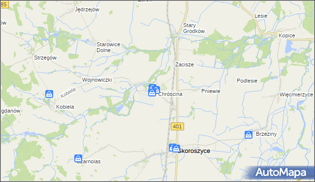 mapa Chróścina gmina Skoroszyce, Chróścina gmina Skoroszyce na mapie Targeo