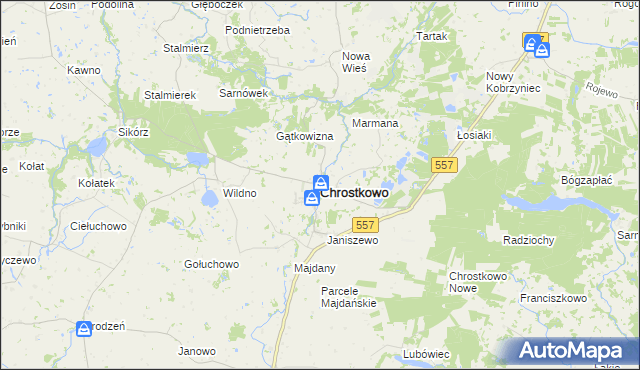 mapa Chrostkowo, Chrostkowo na mapie Targeo