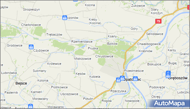 mapa Chrustowice, Chrustowice na mapie Targeo