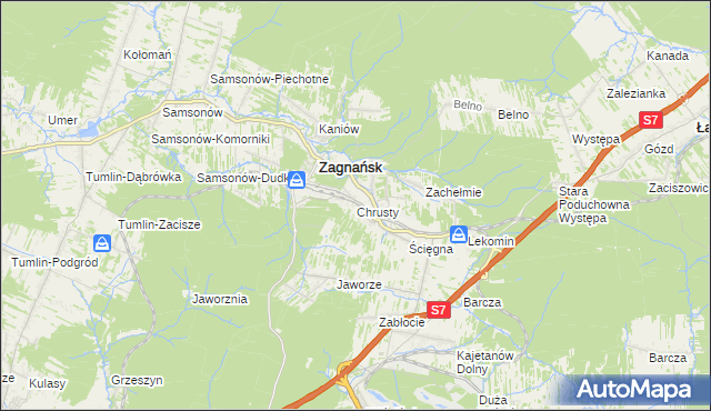 mapa Chrusty gmina Zagnańsk, Chrusty gmina Zagnańsk na mapie Targeo