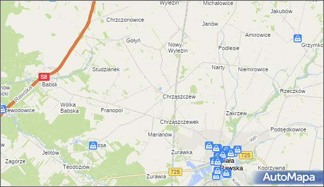 mapa Chrząszczew, Chrząszczew na mapie Targeo
