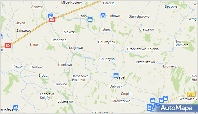 mapa Chudzyno, Chudzyno na mapie Targeo