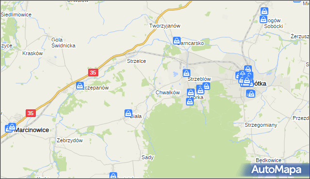 mapa Chwałków, Chwałków na mapie Targeo