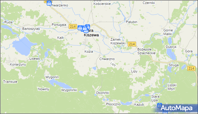 mapa Chwarzno, Chwarzno na mapie Targeo