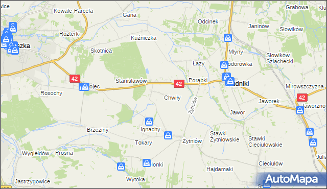 mapa Chwiły, Chwiły na mapie Targeo