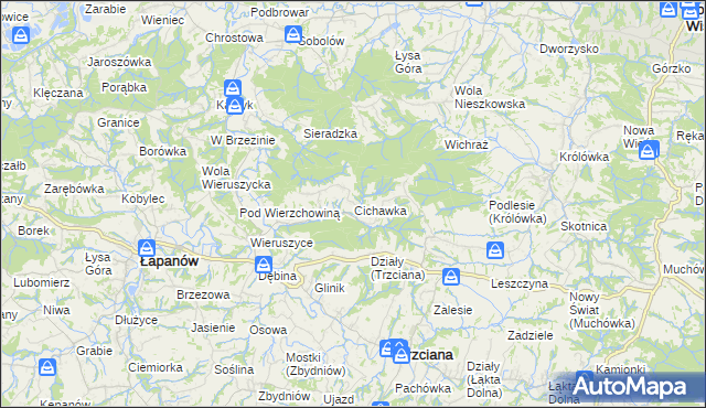 mapa Cichawka, Cichawka na mapie Targeo