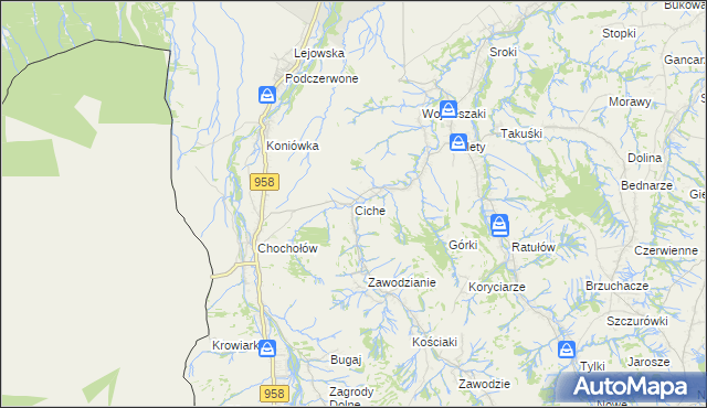 mapa Ciche gmina Czarny Dunajec, Ciche gmina Czarny Dunajec na mapie Targeo
