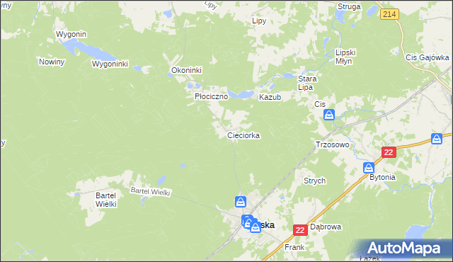 mapa Cieciorka, Cieciorka na mapie Targeo