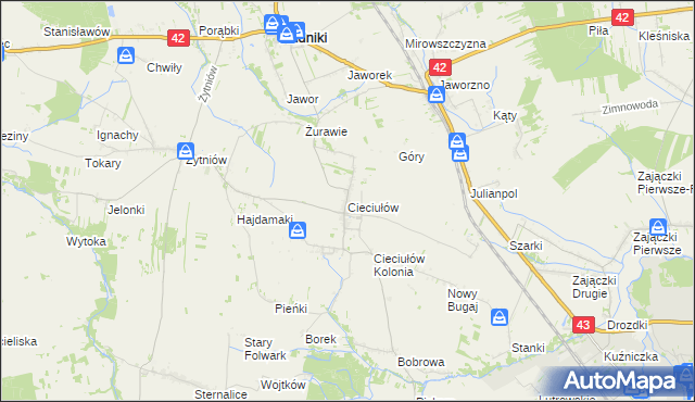 mapa Cieciułów, Cieciułów na mapie Targeo