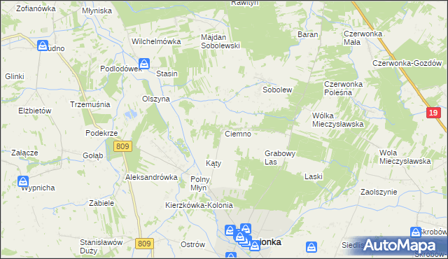 mapa Ciemno gmina Kamionka, Ciemno gmina Kamionka na mapie Targeo