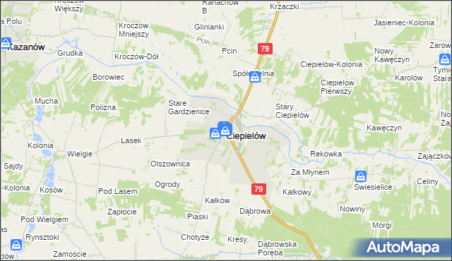 mapa Ciepielów powiat lipski, Ciepielów powiat lipski na mapie Targeo