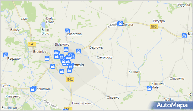 mapa Cierpigórz gmina Żuromin, Cierpigórz gmina Żuromin na mapie Targeo