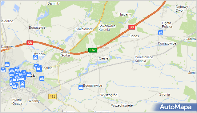 mapa Cieśle gmina Oleśnica, Cieśle gmina Oleśnica na mapie Targeo