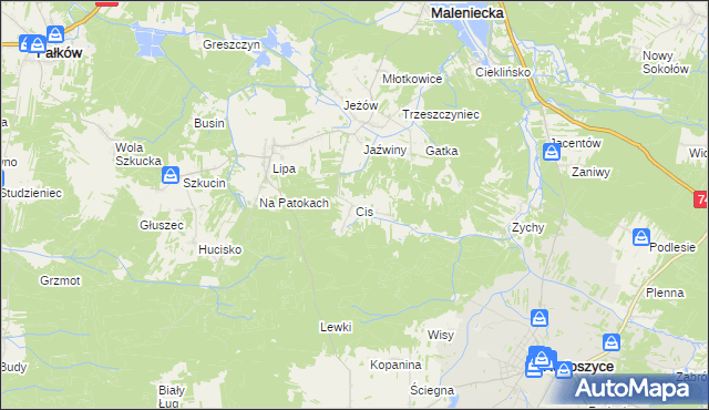 mapa Cis gmina Ruda Maleniecka, Cis gmina Ruda Maleniecka na mapie Targeo