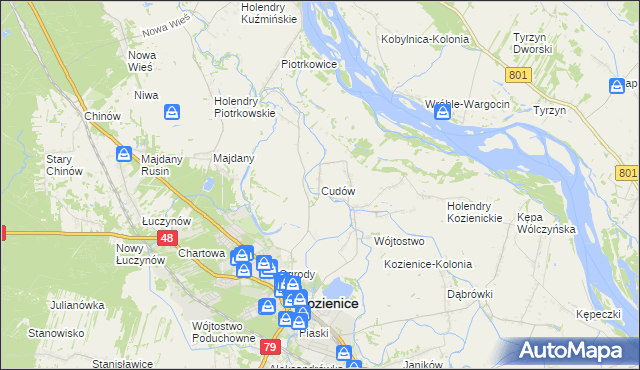 mapa Cudów, Cudów na mapie Targeo