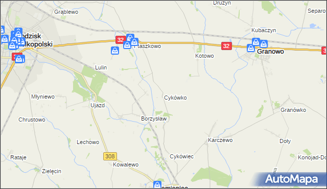 mapa Cykówko, Cykówko na mapie Targeo