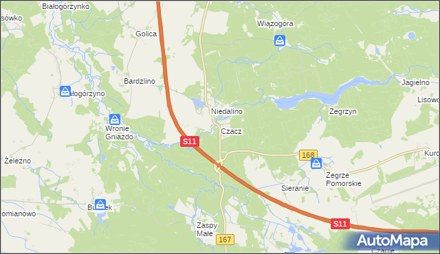 mapa Czacz gmina Świeszyno, Czacz gmina Świeszyno na mapie Targeo