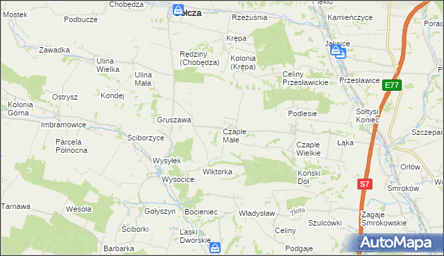 mapa Czaple Małe, Czaple Małe na mapie Targeo
