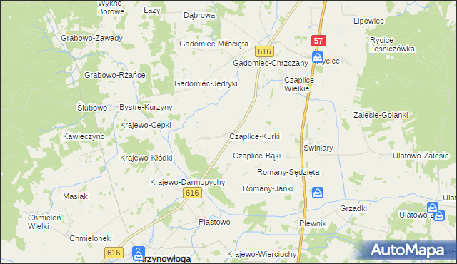 mapa Czaplice-Kurki, Czaplice-Kurki na mapie Targeo
