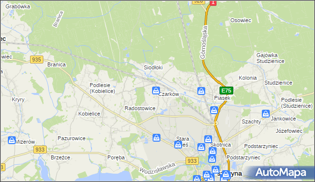 mapa Czarków gmina Pszczyna, Czarków gmina Pszczyna na mapie Targeo