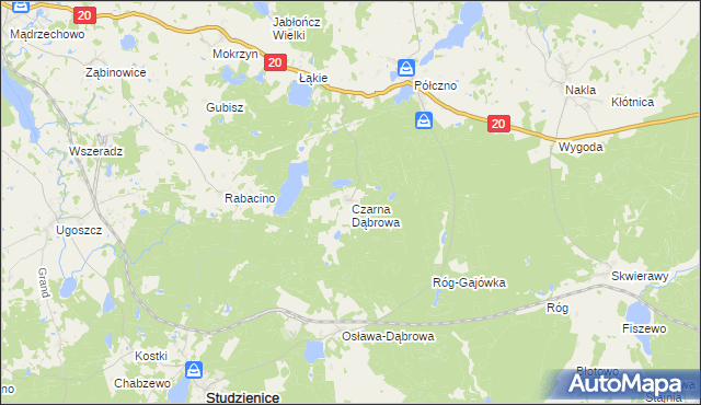 mapa Czarna Dąbrowa, Czarna Dąbrowa na mapie Targeo
