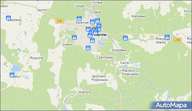 mapa Czarnowiec gmina Polanów, Czarnowiec gmina Polanów na mapie Targeo