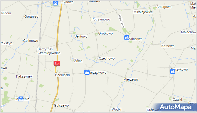 mapa Czechowo gmina Niechanowo, Czechowo gmina Niechanowo na mapie Targeo
