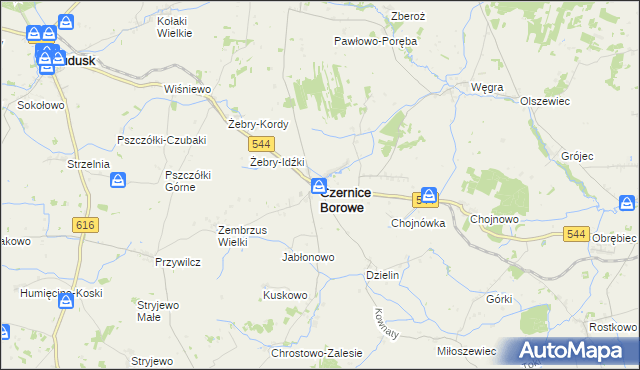 mapa Czernice Borowe, Czernice Borowe na mapie Targeo