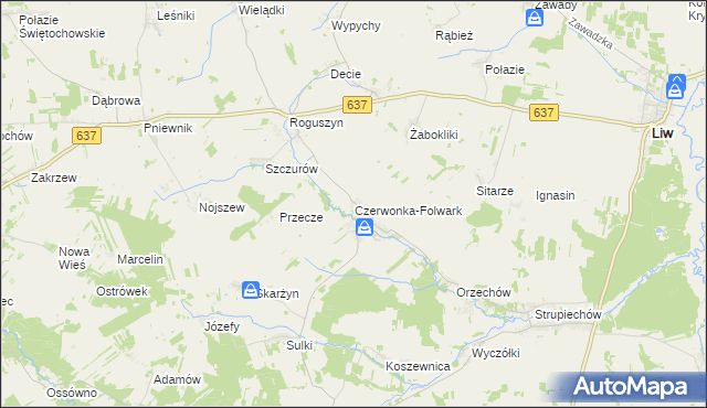 mapa Czerwonka-Folwark, Czerwonka-Folwark na mapie Targeo