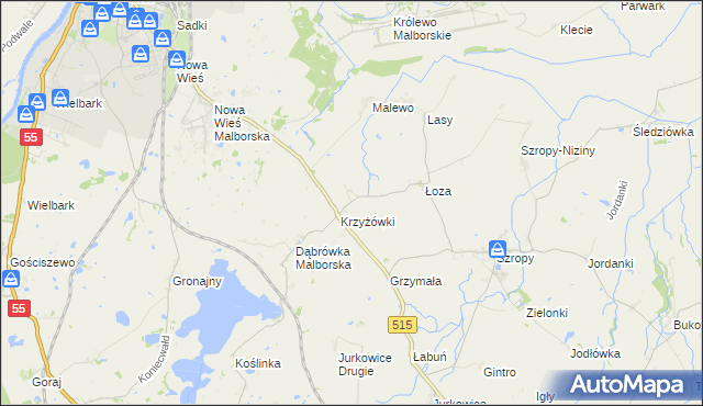 mapa Czerwony Dwór gmina Stary Targ, Czerwony Dwór gmina Stary Targ na mapie Targeo