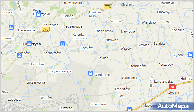 mapa Czulice, Czulice na mapie Targeo
