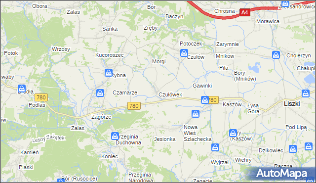 mapa Czułówek, Czułówek na mapie Targeo