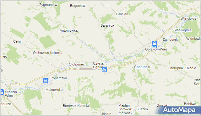 mapa Czysta Dębina-Kolonia, Czysta Dębina-Kolonia na mapie Targeo