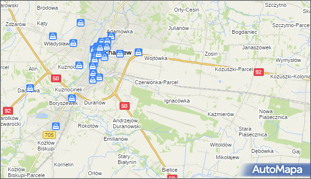 mapa Czyste gmina Sochaczew, Czyste gmina Sochaczew na mapie Targeo
