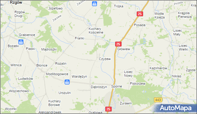 mapa Czyżew gmina Rychwał, Czyżew gmina Rychwał na mapie Targeo