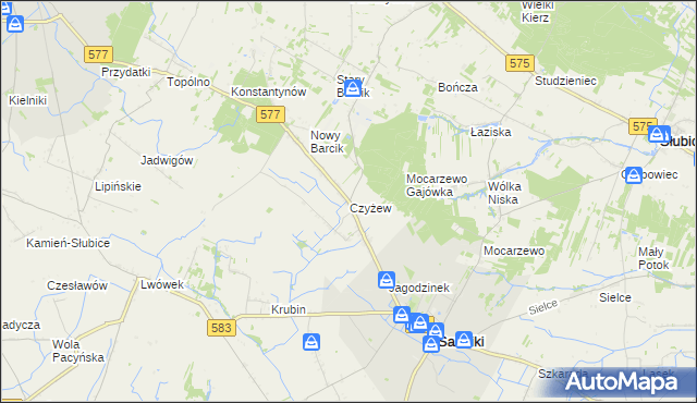 mapa Czyżew gmina Sanniki, Czyżew gmina Sanniki na mapie Targeo