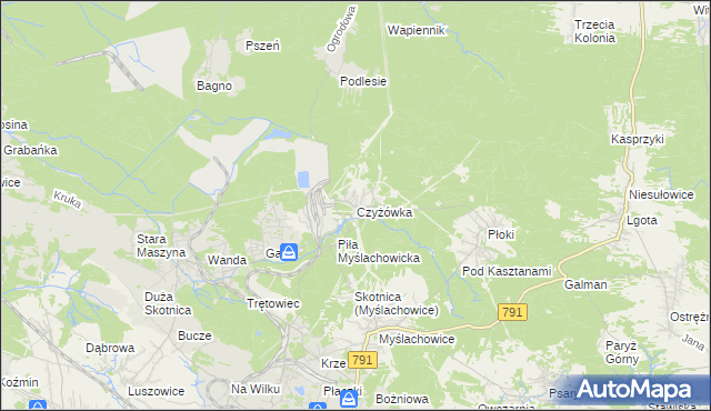 mapa Czyżówka gmina Trzebinia, Czyżówka gmina Trzebinia na mapie Targeo