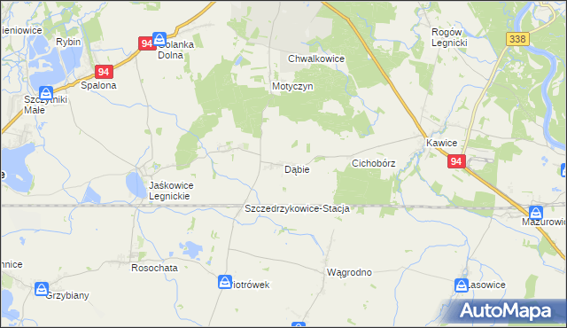 mapa Dąbie gmina Prochowice, Dąbie gmina Prochowice na mapie Targeo