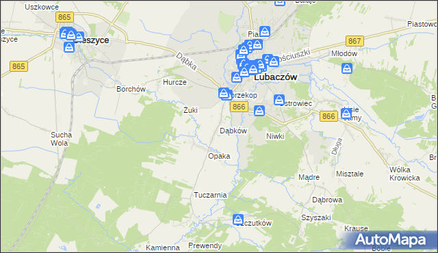mapa Dąbków, Dąbków na mapie Targeo