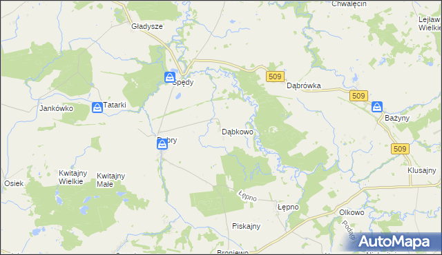 mapa Dąbkowo, Dąbkowo na mapie Targeo