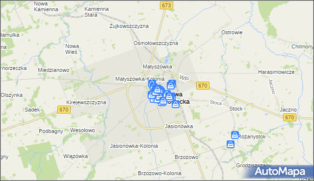 mapa Dąbrowa Białostocka, Dąbrowa Białostocka na mapie Targeo