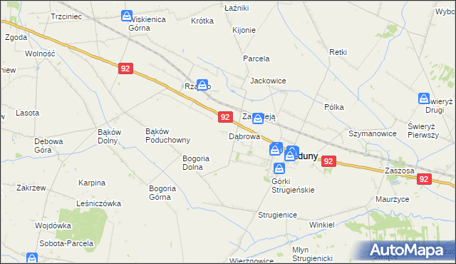 mapa Dąbrowa gmina Zduny, Dąbrowa gmina Zduny na mapie Targeo