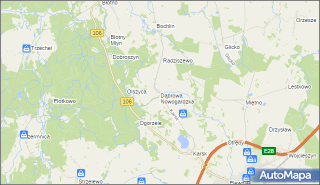 mapa Dąbrowa Nowogardzka, Dąbrowa Nowogardzka na mapie Targeo