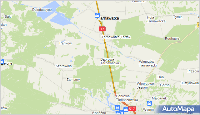 mapa Dąbrowa Tarnawacka, Dąbrowa Tarnawacka na mapie Targeo