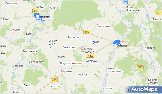 mapa Dąbrowa Widawska, Dąbrowa Widawska na mapie Targeo