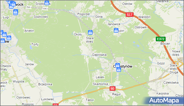 mapa Dąbrówka gmina Celestynów, Dąbrówka gmina Celestynów na mapie Targeo