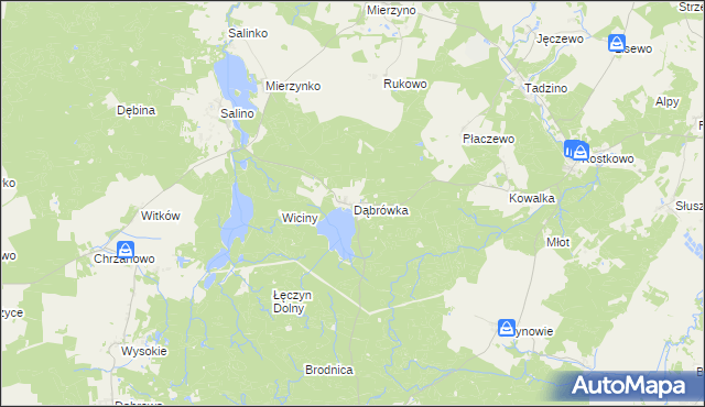 mapa Dąbrówka gmina Gniewino, Dąbrówka gmina Gniewino na mapie Targeo