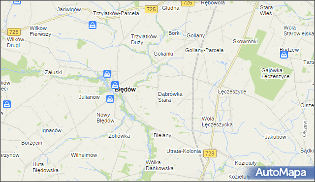 mapa Dąbrówka Stara, Dąbrówka Stara na mapie Targeo