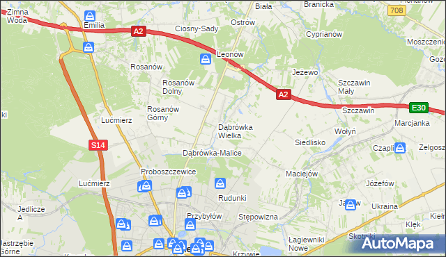 mapa Dąbrówka-Strumiany, Dąbrówka-Strumiany na mapie Targeo